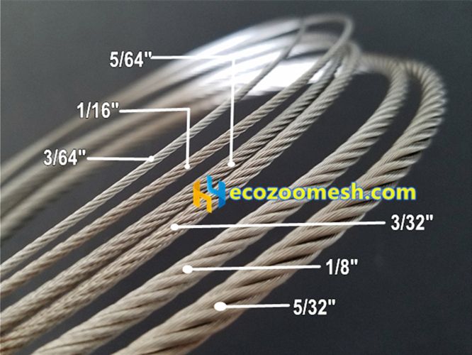 stainless steel wire cables, wire ropes of zoo mesh, zoo fence netting, animal enclosure, bird netting