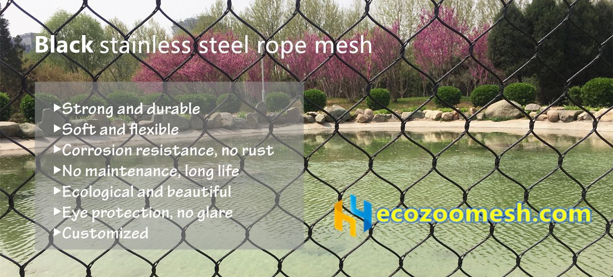 black stainless steel rope mesh, black oxide steel wire rope netting